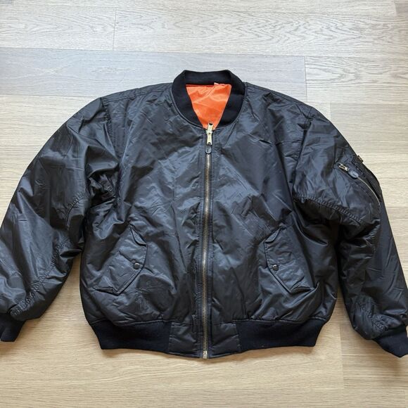 Rothco Jacket Men 3XL MA-1 Flyers MIL-J-6141 USAF Bomber Aviator Black Nylon - Picture 1 of 12